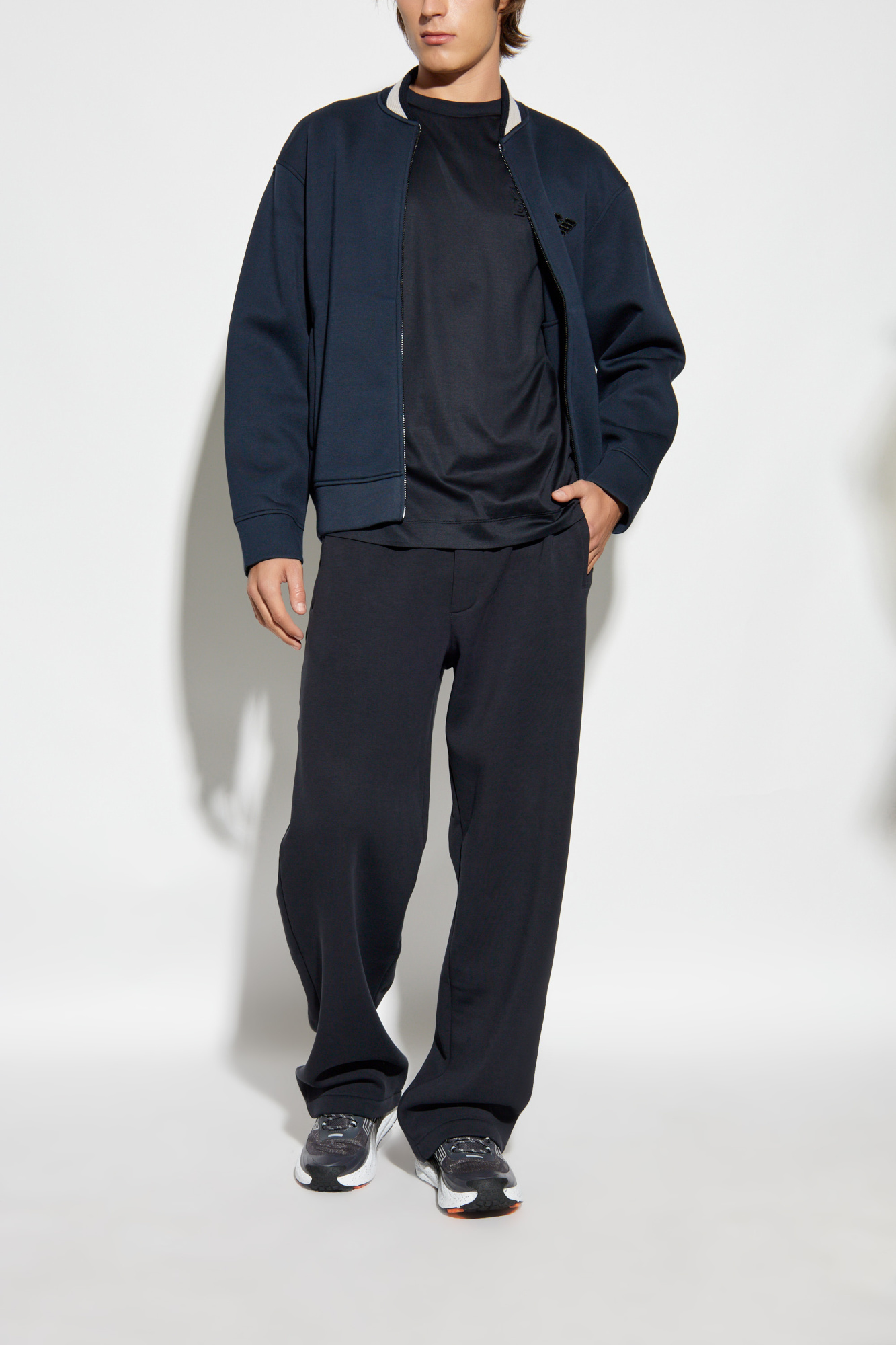 Navy blue Sweatshirt with a velvet logo-shaped patch Emporio